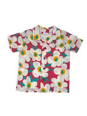 Hanna Andersson Poplin Button Up Shirt Bold Poppy Floral NWT Size 8 (130)